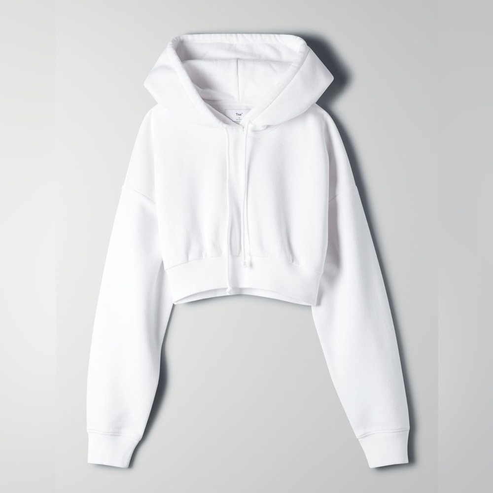 TNA White Super Cropped Hoodie Size S (Aritzia)